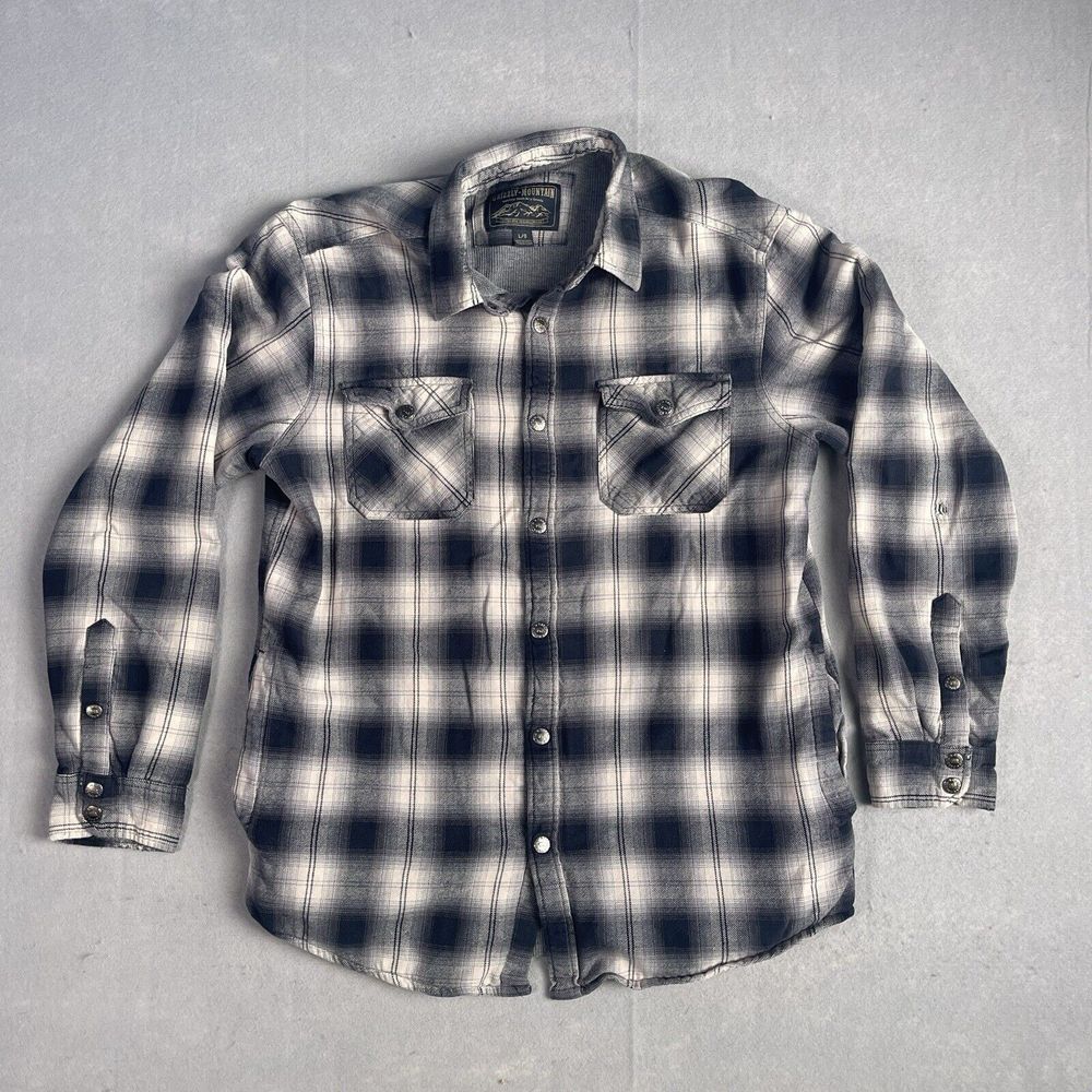 Grizzly Mountain Plaid Long‎ Sleeve Snap Button Lined Chore Work Shirt Men Large